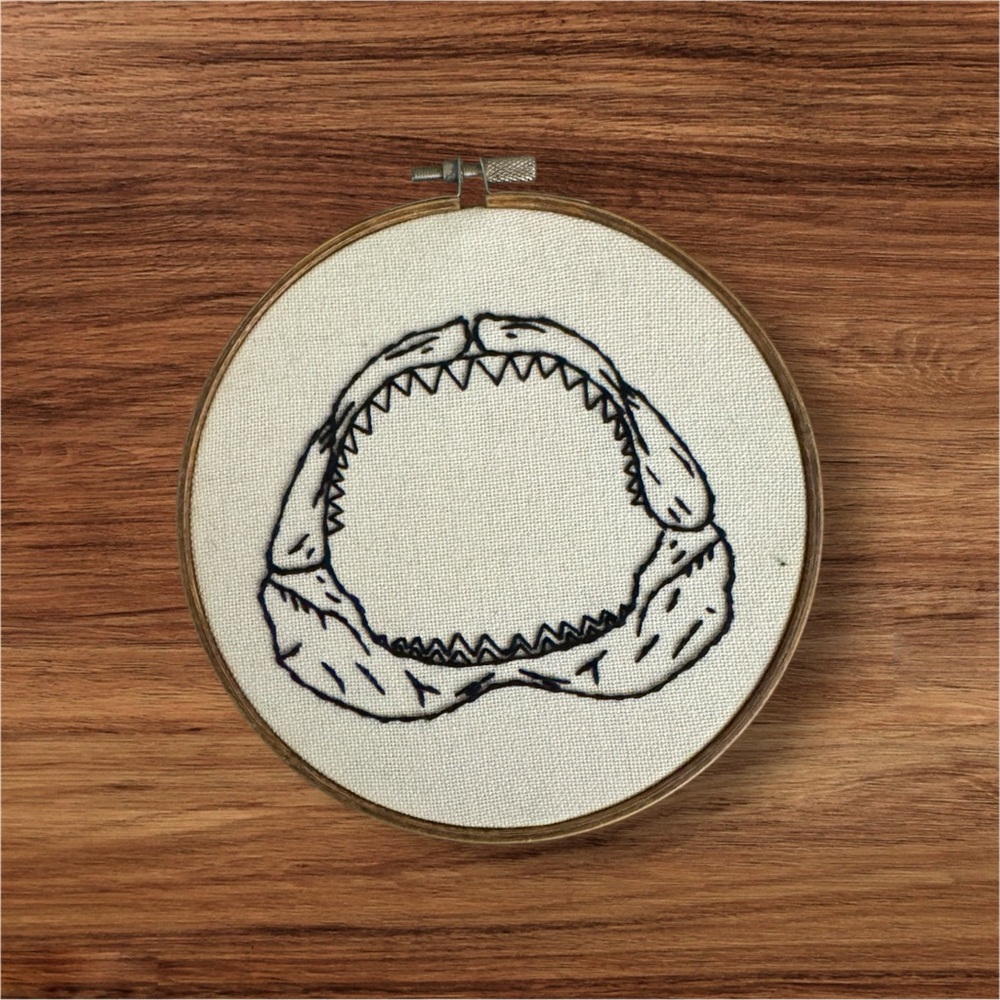 Shark Jaw Embroidery Hoop Art